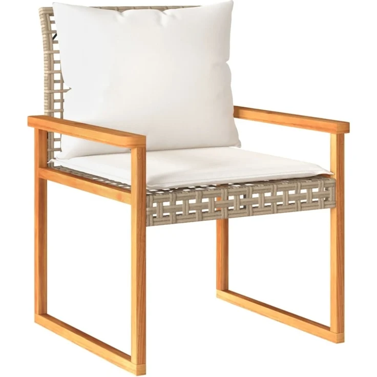 vidaXL 3-tlg. Bistro-Set mit Kissen Beige Poly Rattan Akazienholz 365861 – Bild 8