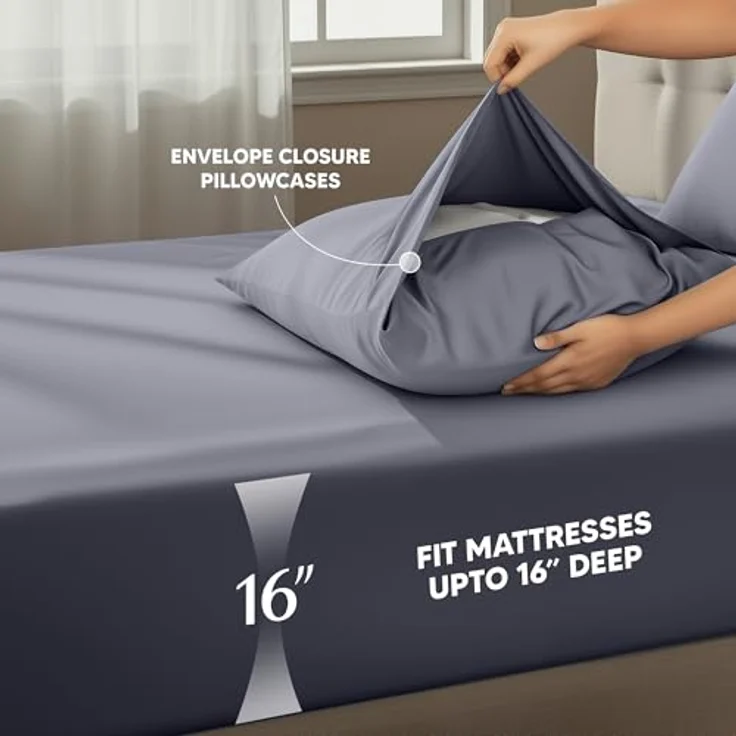 Utopia Bedding Bettwäsche-Set für King-Size-Bett, 4-teilig, gebürstete Mikrofaser, schrumpft und lichtbeständig, pflegeleicht (King-Size-Bett, Grau) – Bild 5