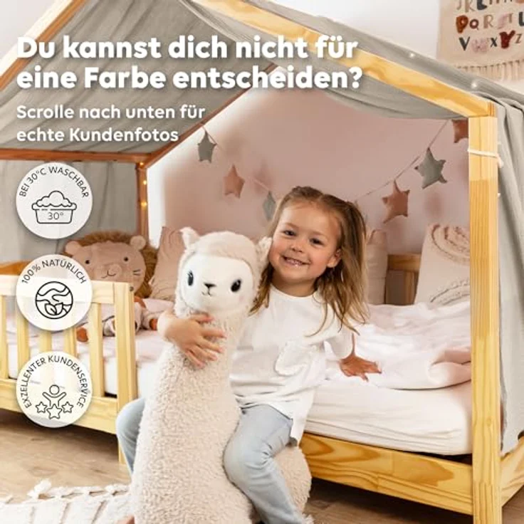 lilimaus Betthimmel, Musselin Baumwolle, Hellbeige, 135 x 360cm – Bild 7