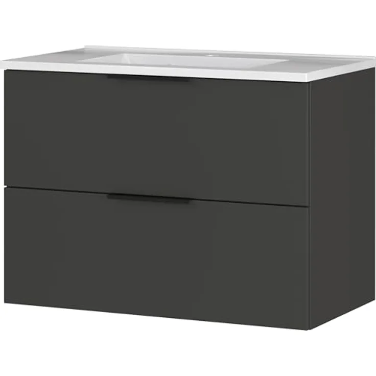 Germania Waschtisch inkl. Becken 0727-547 GW-Crandon, in Graphit, mit Waschbecken in Dekor weiß, 81 x 61 x 47 cm (BxHxT)