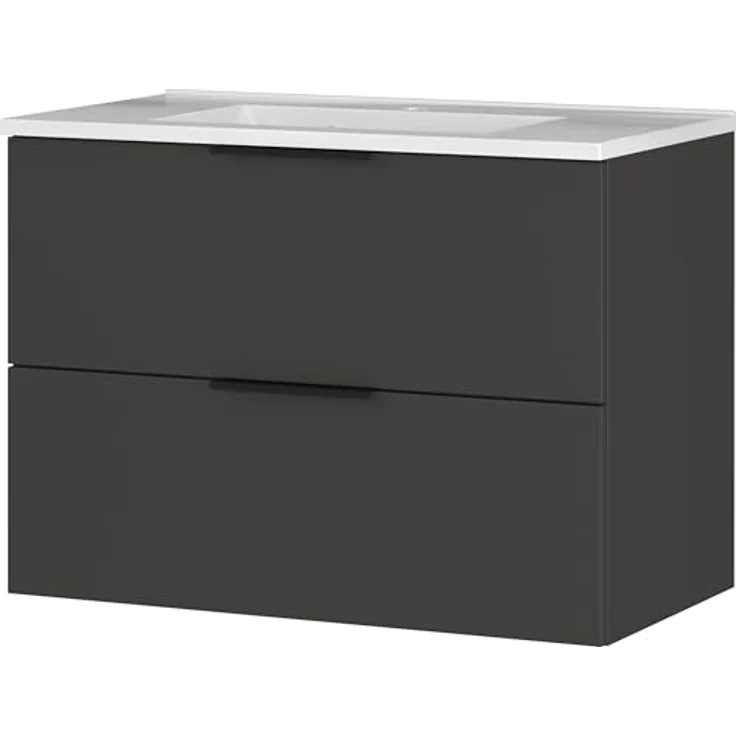 Germania Waschtisch inkl. Becken 0727-547 GW-Crandon, in Graphit, mit Waschbecken in Dekor weiß, 81 x 61 x 47 cm (BxHxT) – Bild 1