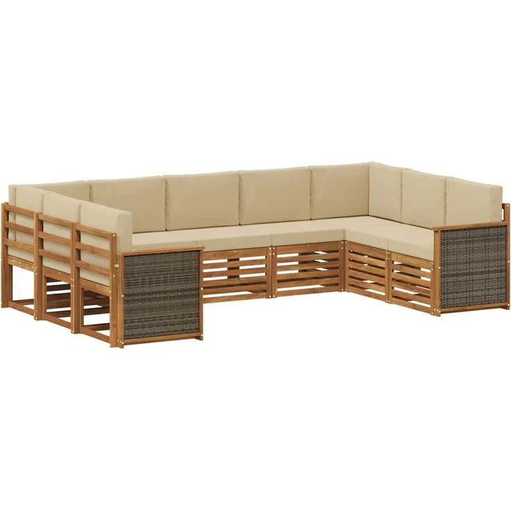 vidaXL Outdoor-Sofagarnitur 9 stk. 9-Sitzer Natur und Beige 3384829 – Bild 2
