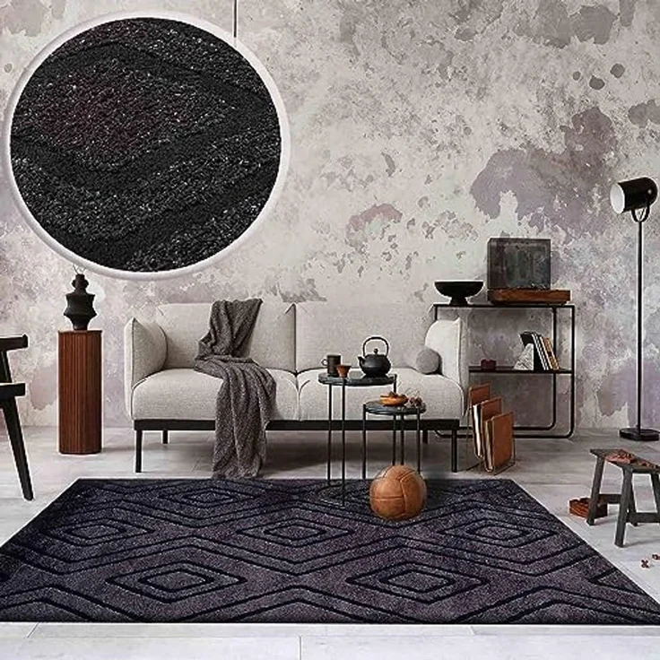 Vimoda Teppich Teppich Modern Super Weich, Rechteckig, 3D Effekt, Raute, Modern, Läufer Wohnzimmer – Bild 1