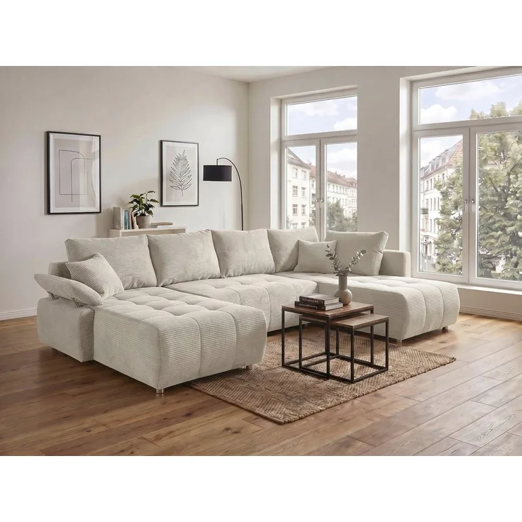 COLLECTION AB Wohnlandschaft Funtastic U-Form, B:288 cm, Schlaffunktion, Bettkasten, auch in Cord, Schlaffunktion, Bonnelfederkern, Rückenkissen, Armteilverstellung