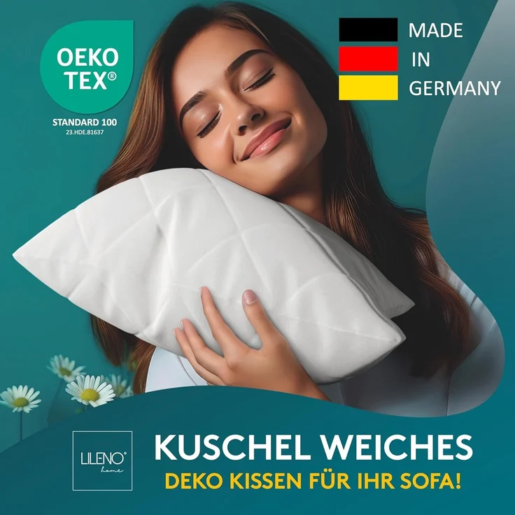 LILENO HOME 2er Set Kissenfüllung 30x30 cm - 95°C waschbares Innenkissen geeignet für Allergiker - Polyester Kisseninlet als Couchkissen, Sofa Kissen, Cocktailkissen und Kopfkissen – Bild 7