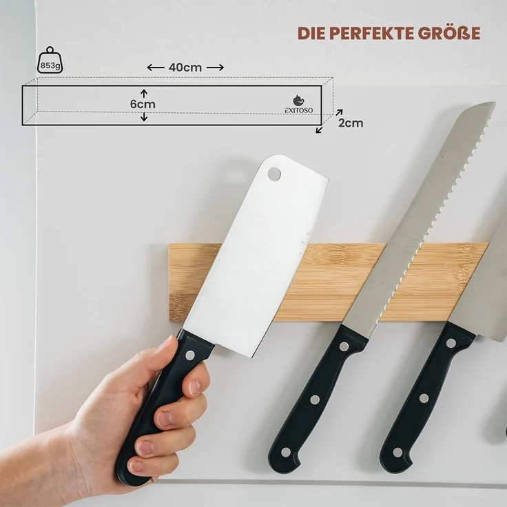 Exitoso Messerleiste 40 cm - magnetisch und selbstklebend, Mühelose Installation für Löffel Gabeln Schlüssel Werkzeuge – Bild 3
