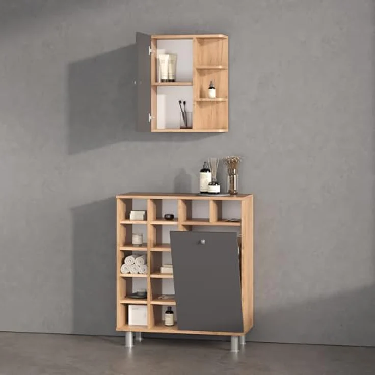 Livinity® Hängeschrank Fucino, Anthrazit/Braun, 47.2x59.2 cm – Bild 6