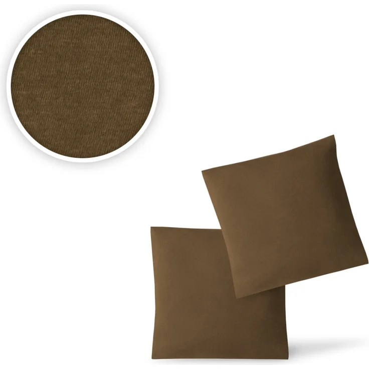 Jersey Kissenbezug, 2er Set, Schokobraun, 40x40 cm – Bild 2