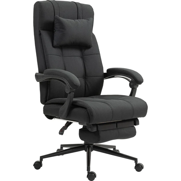 MELAYR, Bürostuhl mit Fußstütze, Schreibtischstuhl, Drehstuhl mit Kopfstütze, Schwarz, 76 x 66 x 120 cm – Bild 2