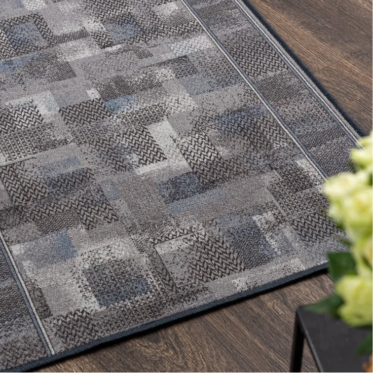 Mazovia Läufer Läufer Teppichläufer Brücke - Vorzimmer Küche - Grau, 67 x 100 cm, Kurzflor, Rutschfest, Meterware, Verschiedene Größen