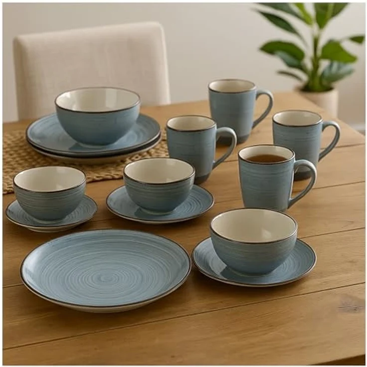 NTK-Collection Frühstücks-Geschirrset 16-teiliges Tafelservice aus Keramik Blau (16-tlg), Keramik, Frühstücksset Geschirrset – Bild 1
