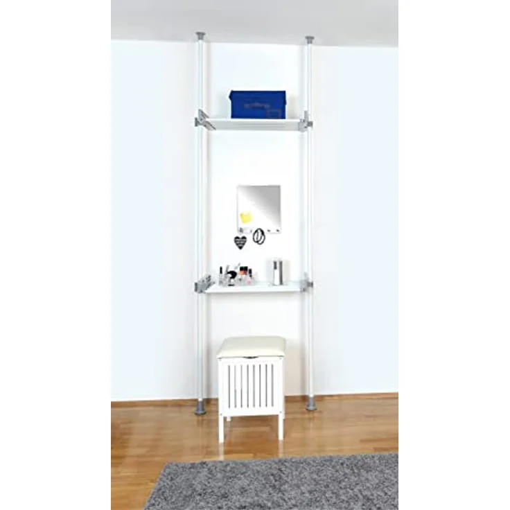 WENKO Teleskopregal Modell Herkules Twin, Set, 2 Trägerstangen, 2 verstellbare Ablagen, ideal für Bad & Abstellkammer – Bild 8