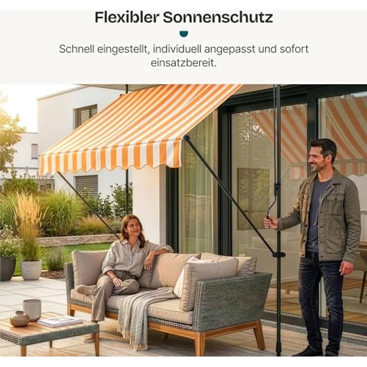 Klemmmarkise Stem 150x120x220-309 cm Gelb / Weiß [pro. tec] – Bild 6
