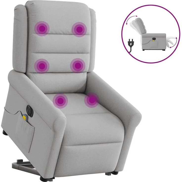 vidaXL Massagesessel mit Aufstehhilfe Elektrisch Wolkengrau Stoff 3303353 – Bild 1