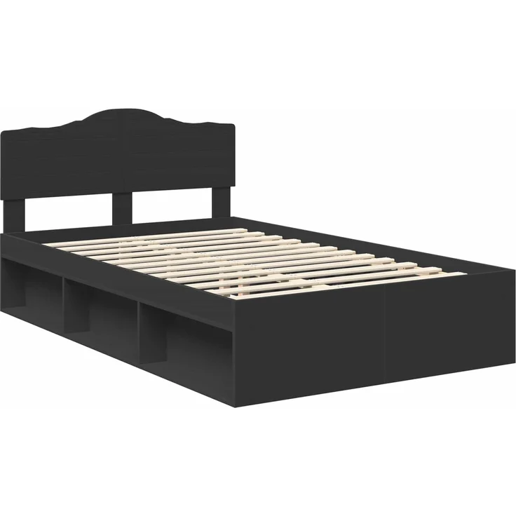 vidaXL Bettrahmen Schwarz 120 x 200 cm Massives Kiefernholz 3412917 – Bild 3