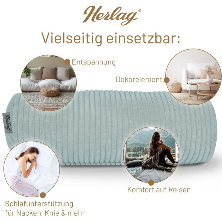 Herlag Nackenrolle Kissenrolle Sofarolle ELLA, Klein 40x15cm, Salbei, Wohnzimmer, Knierolle – Bild 4