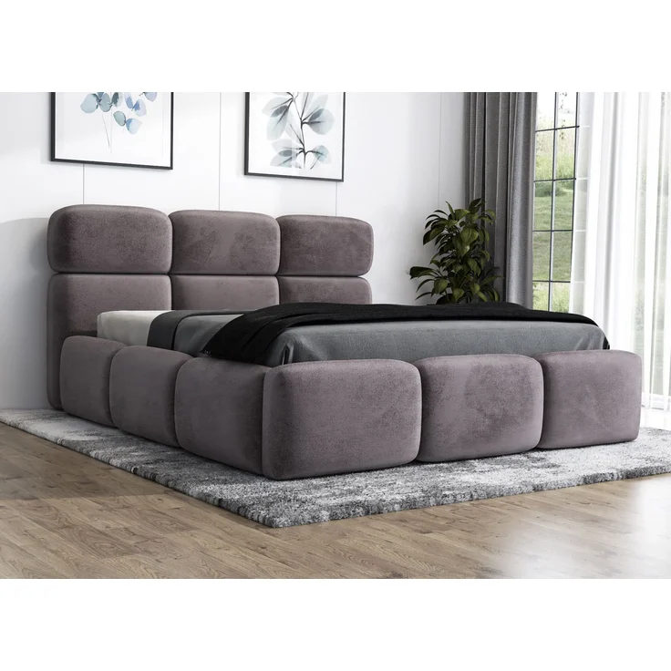 Polsterbett MAROKO 90x200 mit Matratze, Bettkasten und Lattenrost. Farbe: Grau 16 – Bild 2