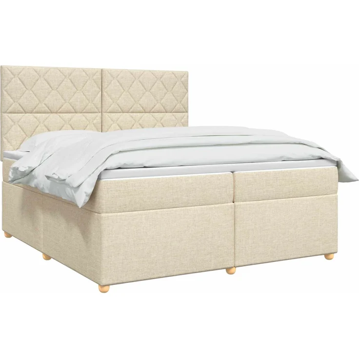 vidaXL Boxspringbett mit Matratze Creme 200 x 200 cm Stoff 3455439 – Bild 3