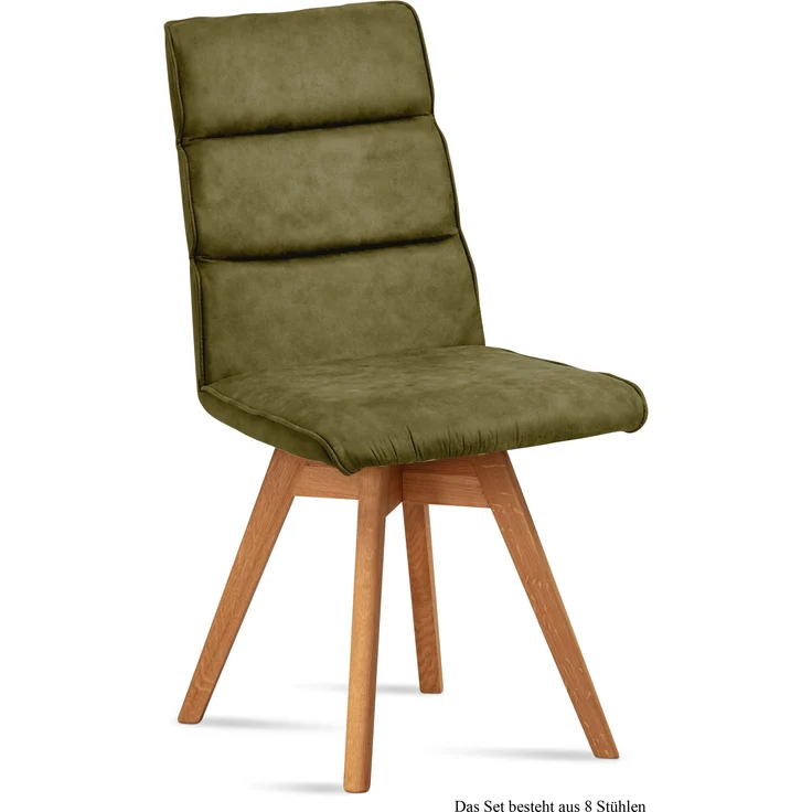 Esszimmerstuhl drehbar (8er-Set) Doris 47x92x60 Eiche geölt/Olivgrün