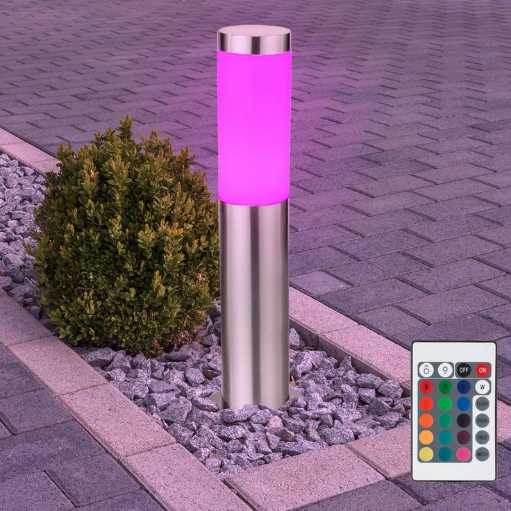 4er Set RGB LED Stehleuchten, Edelstahl, Höhe 45 cm, BOSTON – Bild 6