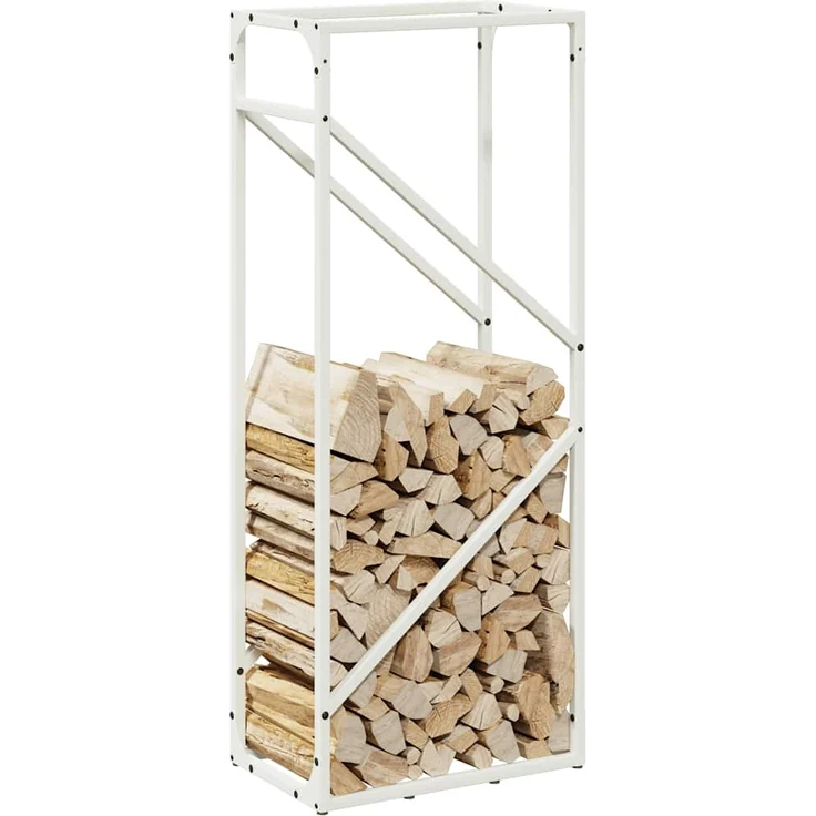 vidaXL Brennholzregal Weiß 40x25x100 cm Kaltgewalzter Stahl 864332 – Bild 3