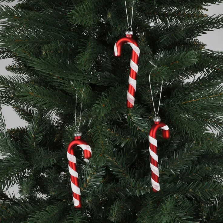 Deko Zuckerstangen 3er-Set aus Glas 12cm Weihnachtsdeko Baumschmuck Baumanhänger