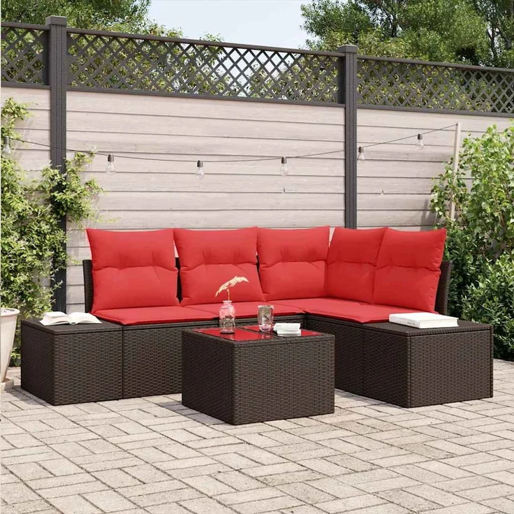 vidaXL Gartensofa-set 5 stk. Braun Poly-Rattan 3347054 – Bild 1