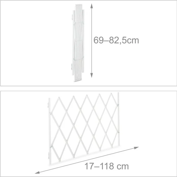 Relaxdays Hundegitter, ausziehbar bis 118 cm, 69-82,5 cm hoch, Hunde Schutzgitter für Treppe & Tür, Weiß – Bild 4