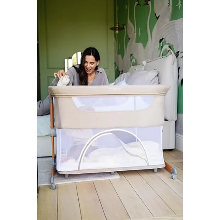 MoMi SMARTBED 4-in-1 Kinderbeistellbetten bis 15 kg, Beistellbett für Babys mit Matratze, Höhenverstellbar – Bild 11
