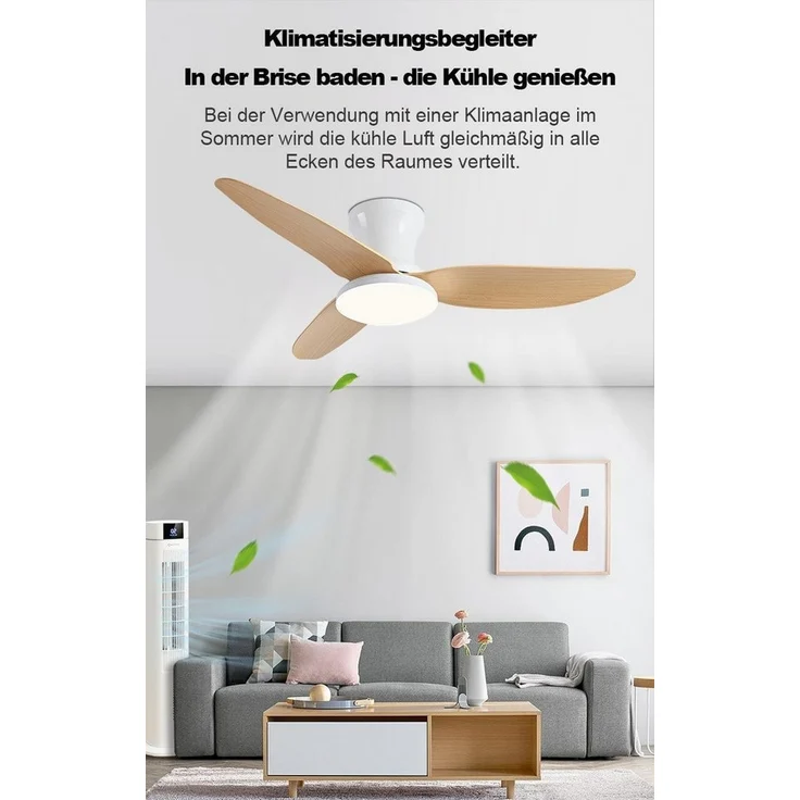 OYLCDI Deckenleuchten Leise Deckenventilator LED Deckenleuchte,APP-Kontrolle,Fernbedienung, 6 einstellbare Gänge, Leuchte/ Ventilator getrennt schaltbar – Bild 3