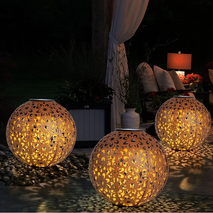 2x LED Solarleuchte, Dekorgeflecht-Kugel, D 20 cm – Bild 4