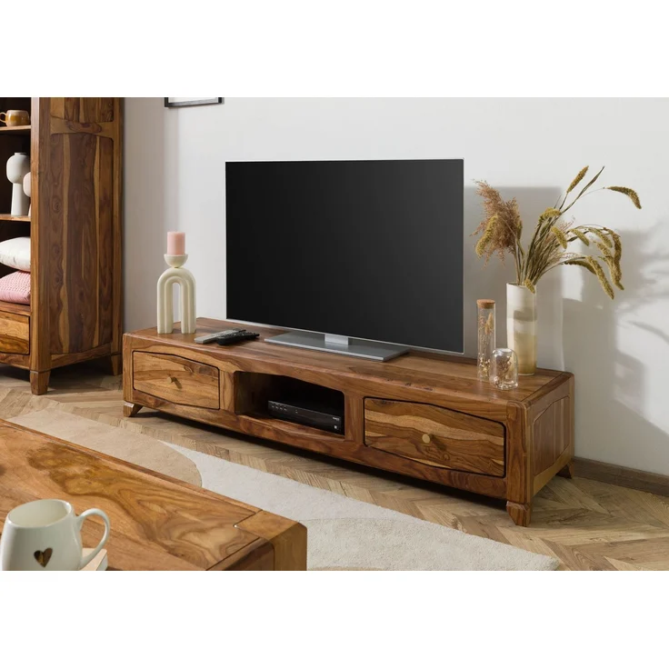 TV-Board Sheesham 160 x 43 x 33 braun lackiert ANCONA #112 – Bild 3