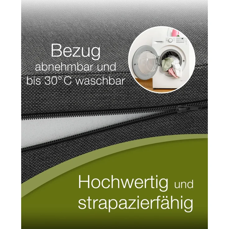 dibea 3-in-1 Klappmatratze: Gästebett, Sitzwürfel & Beistelltisch in einem, abnehmbarer Bezug & Husse mit Taschen, 140x200x8 cm, grau – Bild 5
