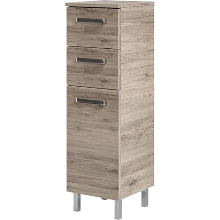 Pelipal Badmöbel-Set Quickset 313, Sanremo Eiche - Keramikwaschtisch, Waschtischunterschrank, Spiegel,Leuchte, Unterschrank – Bild 6