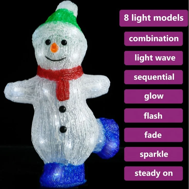 vidaXL LED-Weihnachtsfigur Schneemann Acryl Indoor und Outdoor 30 cm 328788 – Bild 2