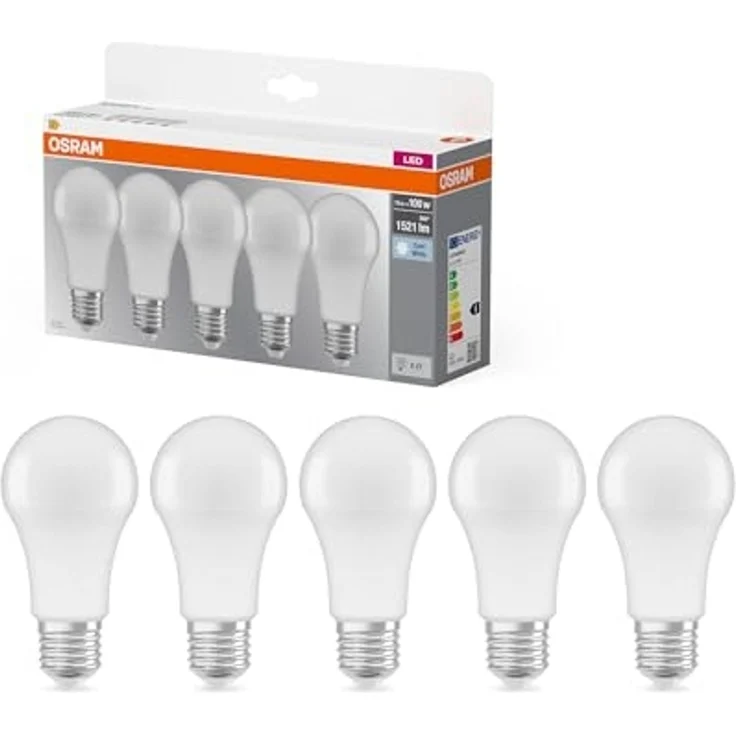 Osram LED-Lampe Base Classic A100 Kolbenform 13W 840, 4000K kaltweiß, E27, matt, 1521 lm, stoß- vibrationsfest – Bild 1