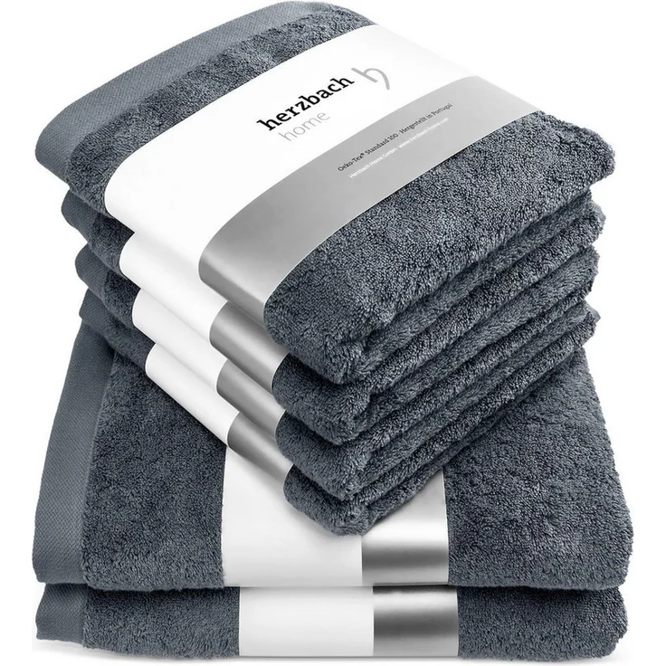 herzbach home Handtuch Set Pura, (6-St), 6er Set, 550g/m², Premium-Qualität, 100% Baumwolle, einfarbig – Bild 5