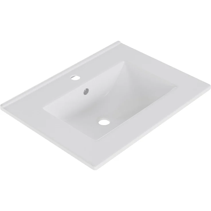 Freistehender Waschtisch 61 x 46,5 x 87 cm mit Keramikbecken, zwei Schubladen und Schrankfach – Weiß – Bild 10
