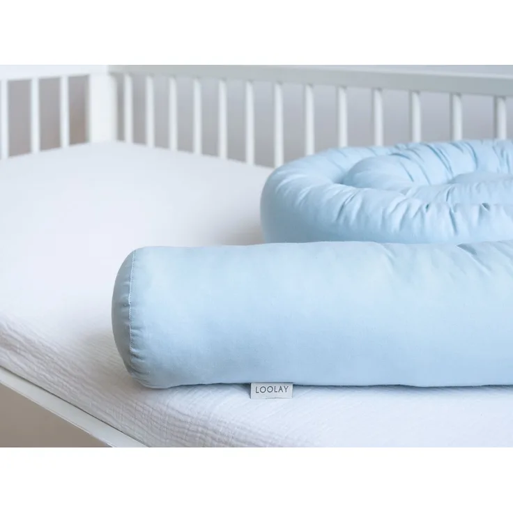 Loolay Nestchenschlange 100% BLAU Baumwolle Multifunktion PREMIUM Bettschlange Stoffschlange, (Bettumrandung Krabbeldecke Babybett Umrandung Schlange Bett Kopfschutz, Zierkissen Bettrolle Dekokissen Zugluftstopper - Super GESCHENK), LOOLAY® - 100% Euro...