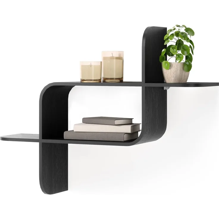 Umbra Montage Wandregal, Schweberegal aus Bugholz, Schwarz