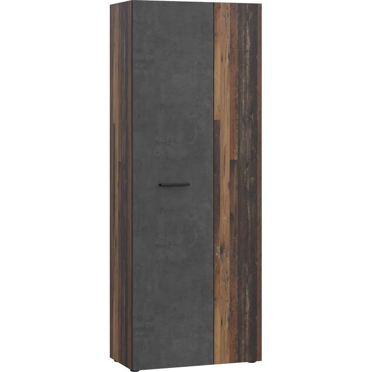 Forte NET306 Mehrzweckschrank 70, rustikaler Schrank, 1-türig, für Flur, Hauswirtschraftsraum, Holzwerkstoff, Old-Wood Vintage Holzdekor/Betonoptik, 68,7 cm breit x 181,1 cm hoch x 36,5 cm tief – Bild 3
