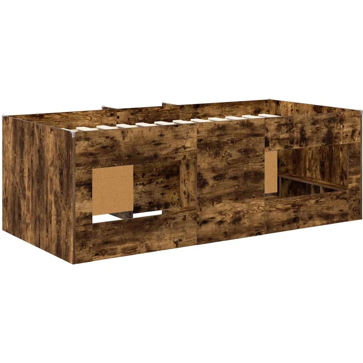 vidaXL Loft Bettgestell mit Schrank mit Regal 3 Stk. Geräucherte Eiche 3423410 – Bild 5