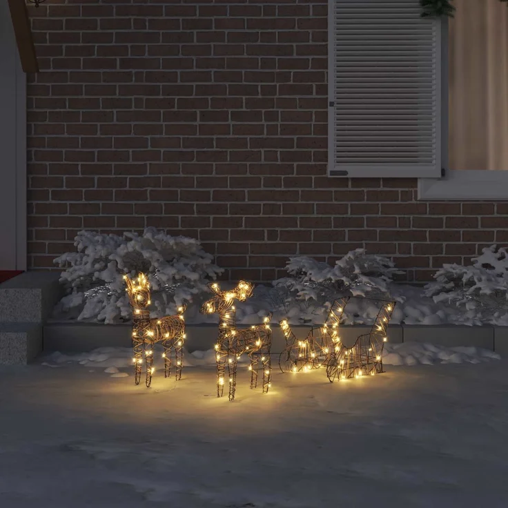 vidaXL 3D-Weihnachtsrentier mit Schlitten LOVIISA 3 stk. Warmes Weiß 42019083 – Bild 3