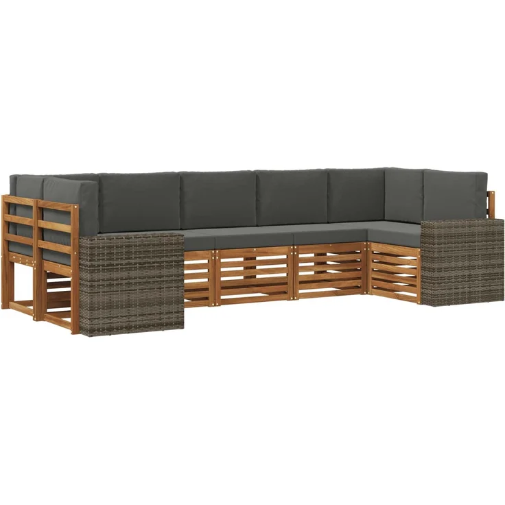 vidaXL Outdoor-Sofagarnitur 7 stk. 7-Sitzer Natur und Anthrazit 3384818 – Bild 2