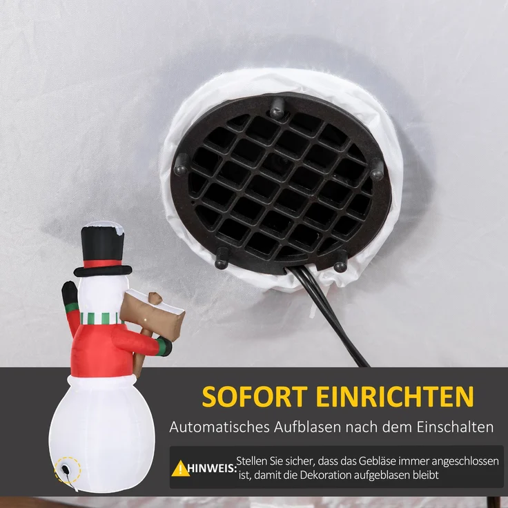 Outsunny Aufblasbare Weihnachtsdekoration, Polyester-Stoff, Weiß, 103L x 70B x 180H cm – Bild 4