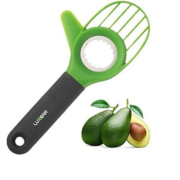 Elegear Obstschneider 3-in-1 Avocadoschneider mit weichem Griff Grün, multifunktionaler, (1-tlg), rutschfeste Griffe, Geeignet für Kiwi und Avocado, Tragbar