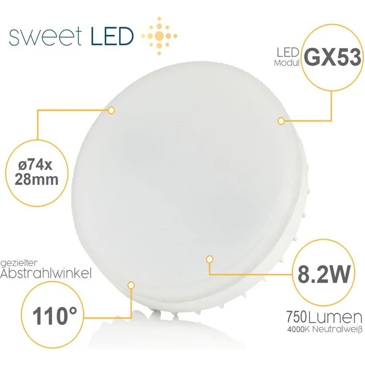 Sweet LED LED Einbaustrahler 6er Set GX53 8,2W 230V Schwarz 4000K Rund LED Einbauleuchten Aluminium, LED wechselbar, 4000K - Neutralweiß, Deckenspots, Ø95mm, Einbauleuchten – Bild 4