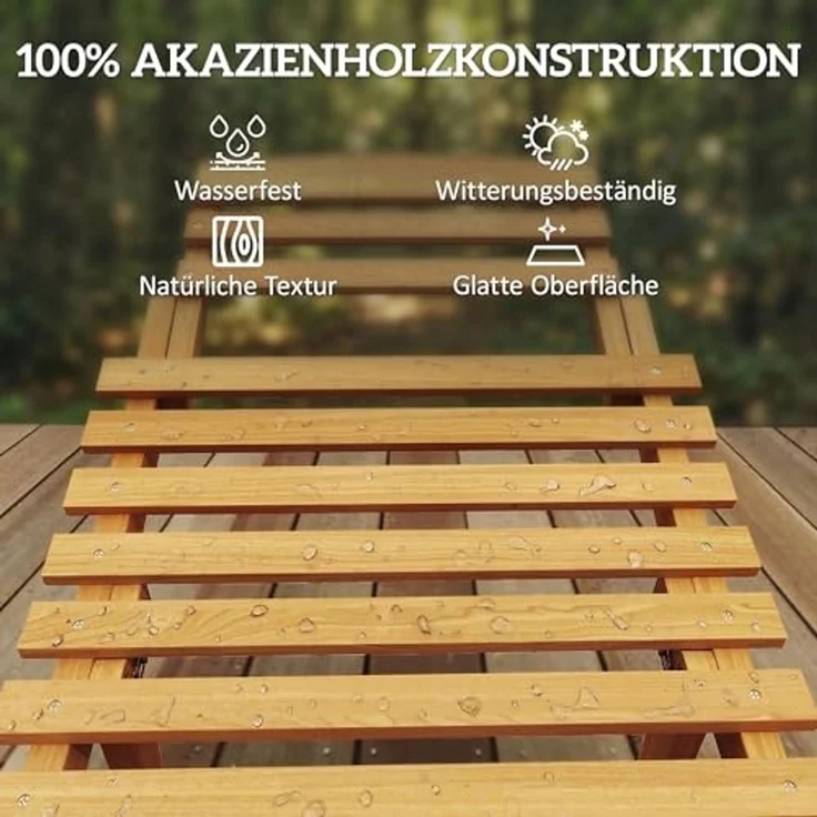 Outsunny Gartenliege Wetterfest Relaxliege mit Polsterung Kopfstütze Tragegriff, klappbarer Liegestuhl, 1 St, Sonnenliege, für Balkon, Terrasse, bis 120 kg belastbar, Beige, 183 x 54 x 63 cm – Bild 4