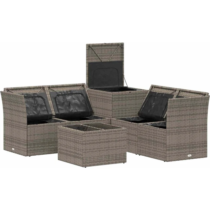 vidaXL Sofa Set 6 stk. Grau und Dunkelgrau Polyrattan und Stahl 3447352 – Bild 7