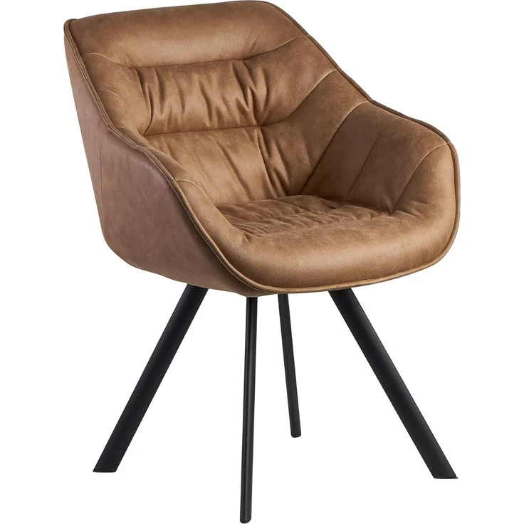 Wohnling Esszimmerstuhl Wildlederoptik Beige Gepolstert | Küchenstuhl mit Schwarzen Beinen | Moderner Schalen